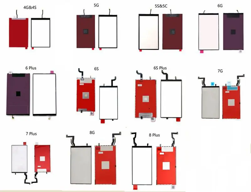 Leoleo LCD Screen Display Backlight Film For iPhone 6 Plus 5S Replacement For iPhone 6S 6S Plus 7G 7 Plus 8G 8 Plus X Back Light