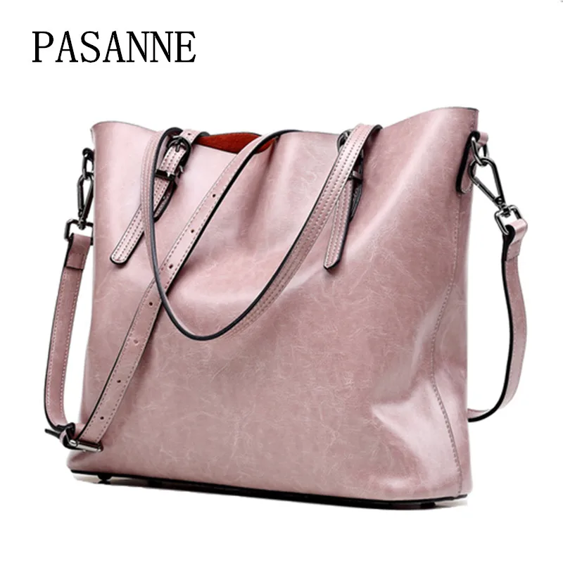 

Fashion Women Shoulder Bag 2017 PASANNE Trendy Split Leather Woman Bags Female Tote Genuine Leather Handbag Girl Handbags