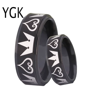 

YGK JEWELRY Lovers Pure Tungsten Ring for Women Men Black Color Classic Wedding Jewelry kingdom hearts Engagement Party Jewelry