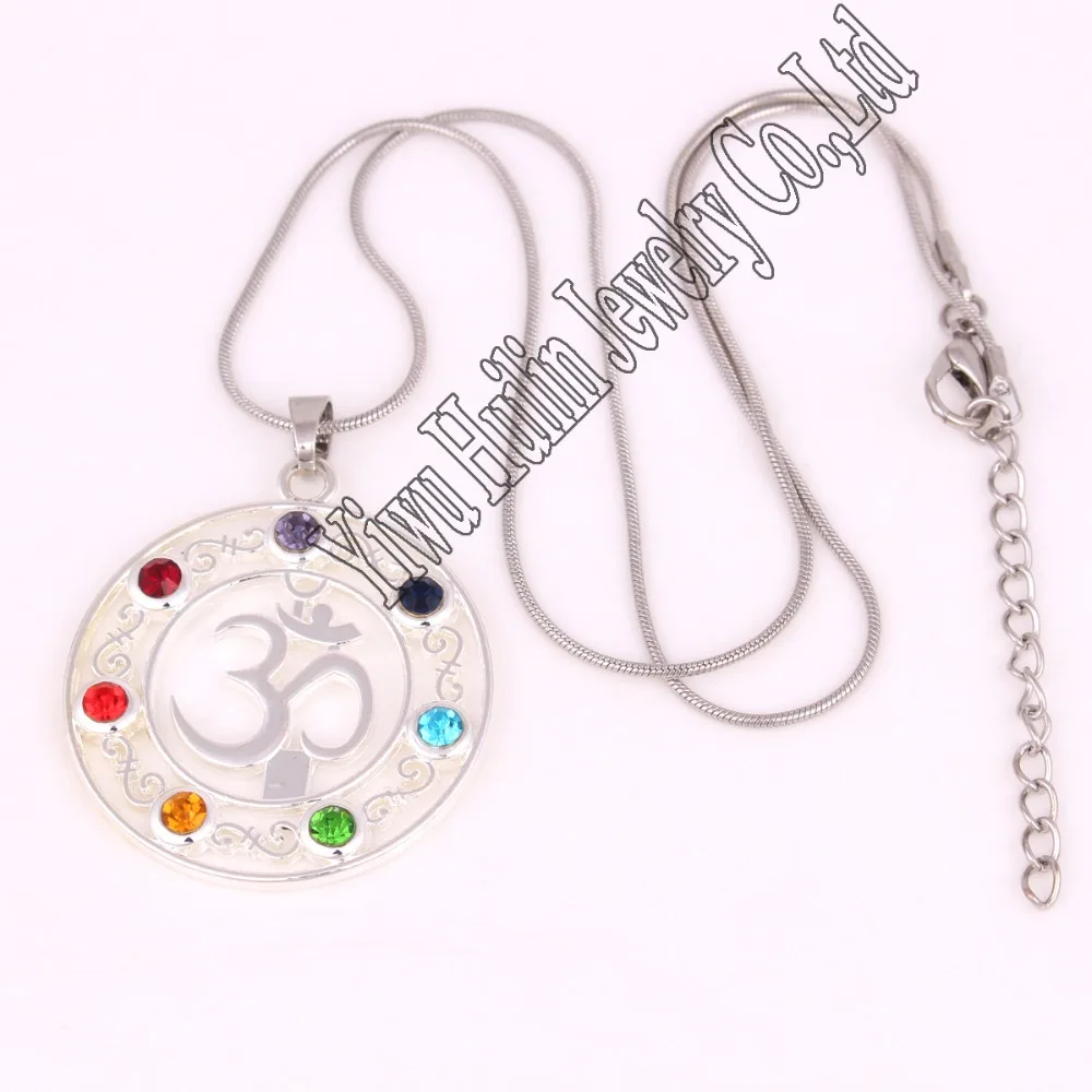 OM Yoga Crystal Healing Chakras Reiki jewelry charm necklace snake