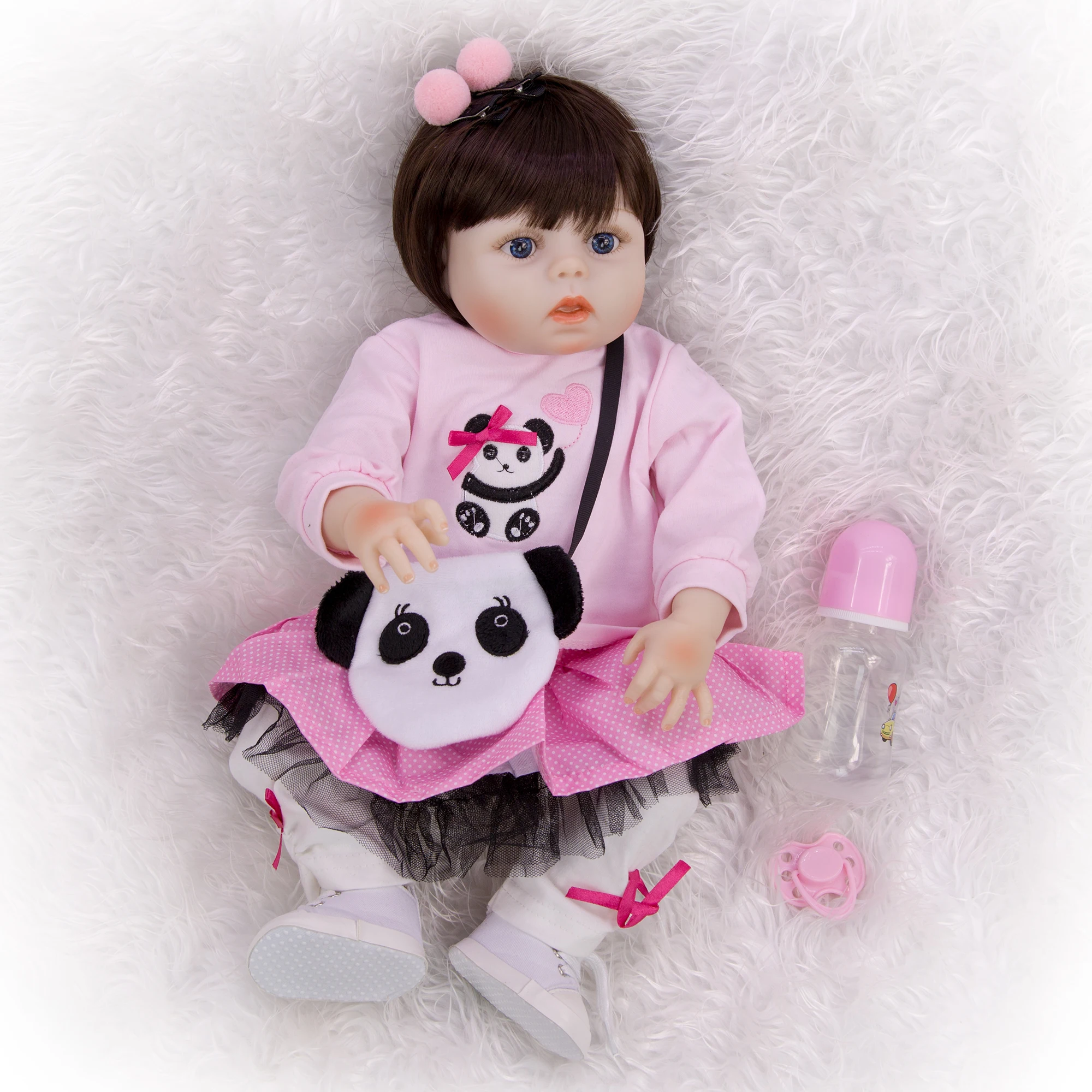 KEIUMI Мода Косплей панда Reborn Baby Dolls полный силиконовый винил 48 см реалистичный Reborn Boneca