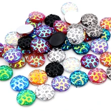 Новинка! 40 шт./лот 12 мм Смешанные цвета AB плоская задняя Смола Созвездие кластера кабошоны подходят 12 мм Камея База Cabochons-V3-09
