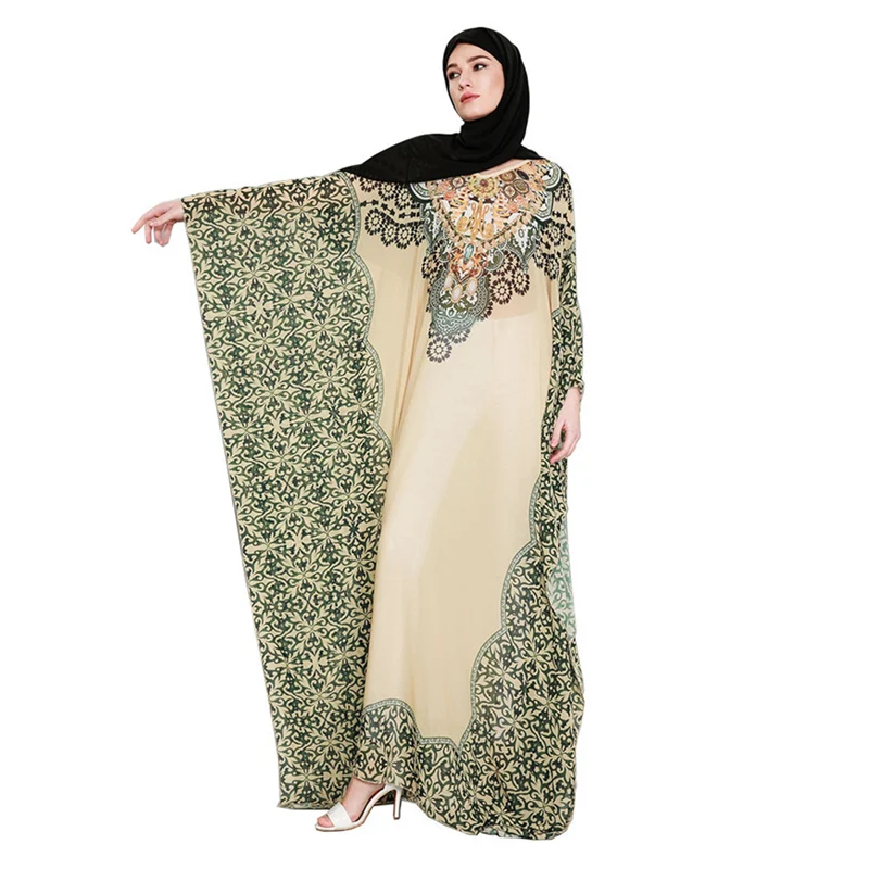 Женское шифоновое платье Baju Kurung повседневное свободное с длинным рукавом