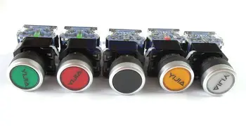 

Free shipping 5pcs/lot power switch Button Self-resetting Point move flat toggle switch 5 colors 1NO 1NC 22mm LA38-11BN