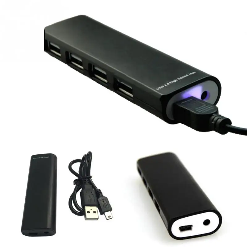 

4-Port Slim Compact USB 2.0 Divider High Speed Hub Deconcentrator Multi Expansion Splitter