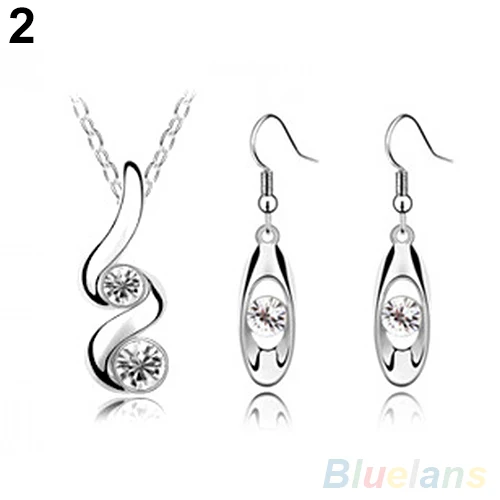 Women s Wedding Party Crystal Alloy Drop Pendant Necklace Earrings Jewelry Set fashion Women s Wedding Party Crystal Alloy Drop Pendant Necklace Earrings Jewelry Set fashion