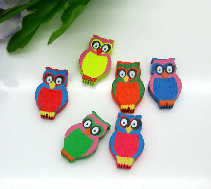 

50Pcs Mixed Wood Owl Sewing Buttons For Kids Clothes Flatback Craft Scrapbooking Decorative Botones Handicraft DIY Accessories