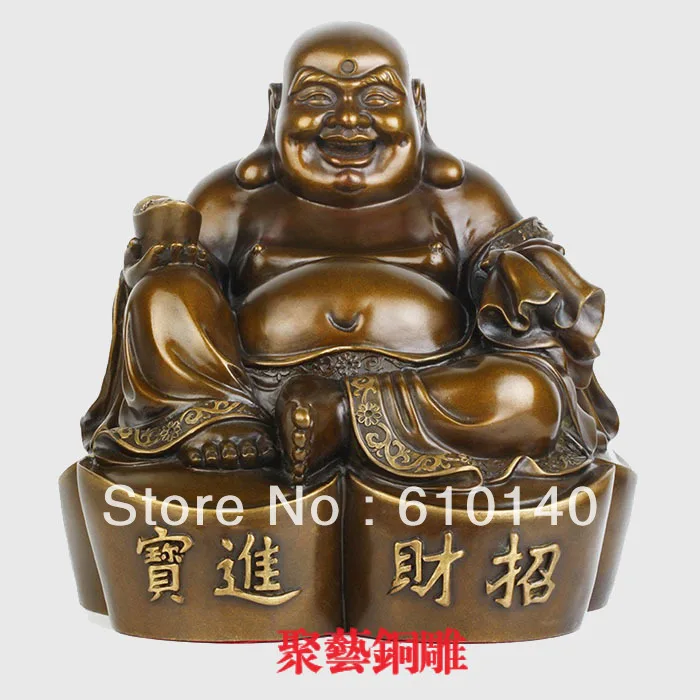 

Bronze statue copper maitreya decoration extra large laughing buddha gold bags ingot lucky decoration