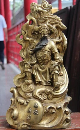 

Free Shipping Free Shipping 0 Chinese Copper Bronze Gild Mountain ride Guan Gong Guan Yu Warrior Buddha Statue