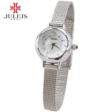 Damas de acero lleno vestido de las mujeres rhinestone relojes moda casual reloj Superior de la marca Julius cuarzo de Japón 482 Mejor reloj analógico