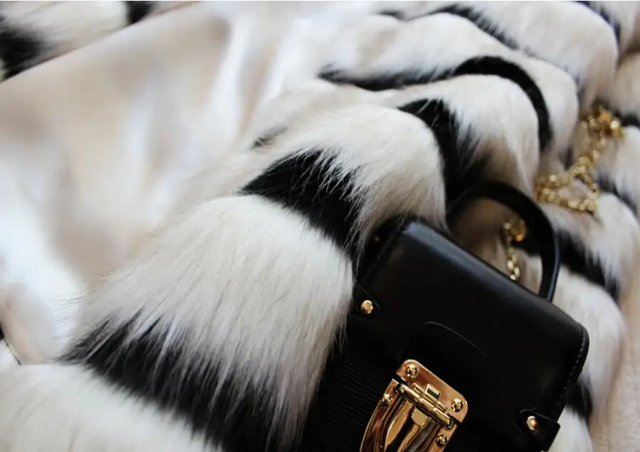Blanc Manteau Renard Femmes De Patchwork 2019 Épais A1773 Faux Survêtement Et Fourrure Manteaux Veste Nouvelle Mode Rayé Chaud Hiver Noir d0v7nxfxwq