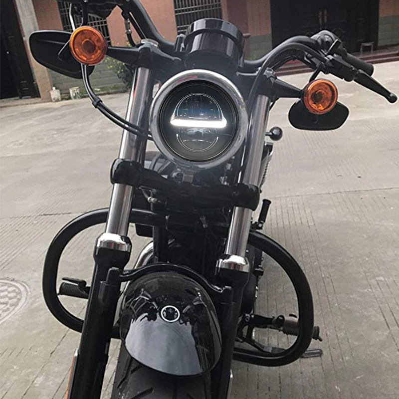 5-3/" черный проектор светодиодный фара с DRL для индийского скаута Honda Shadow мотоцикл широкий Glide XL1200 уличный 750 883