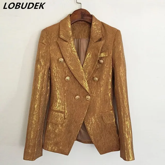 European Sparkling gold female Blazers Formal party stage Coat Bar