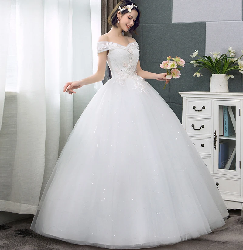 Perfect Ivory new arrive Boat neck Lace ball gown Appliques Flowers Short Sleeve formal bride dresses wedding dress 5 Perfect Ivory new arrive Boat neck Lace ball gown Appliques Flowers Short Sleeve formal bride dresses wedding dress 5