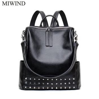 

MIWIND Backpack Natural Soft Real Leather Backpacks Genuine First Layer Cow Leather Top Layer Cowhide Women Backpack WUB082