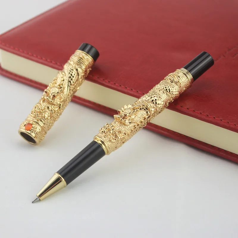 Винтажная Роскошная Шариковая ручка Jinhao золотистая маленькая двойная