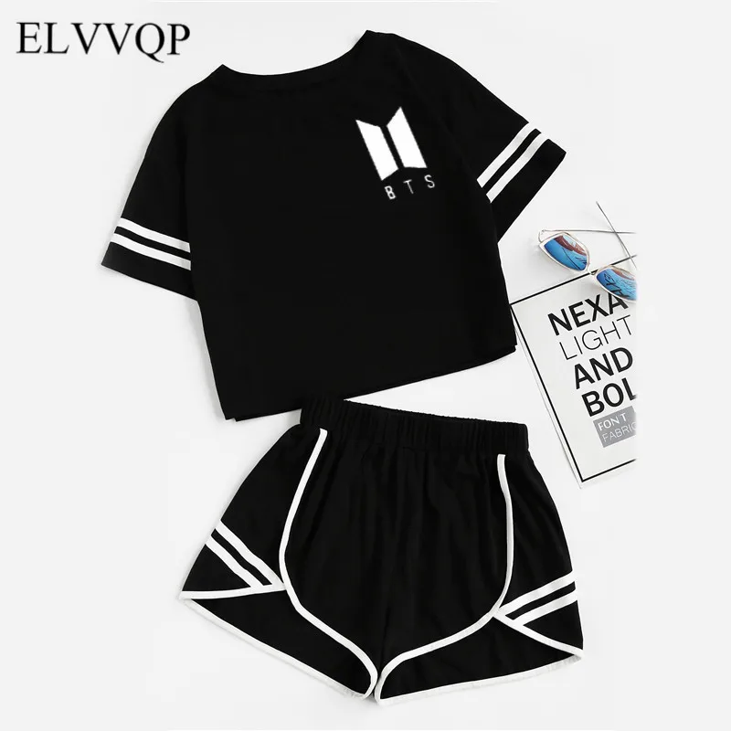 

Two Piece Set Shorts And Top Casual Short Tracksuit Women Sportwear Chandal Mujer Completo 2 Piezas 2018 Letter Print Tracksuits