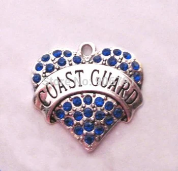 

100pcs a lot rhodium plated fashion Coast Guard Blue Crystal Pendant(A100071)