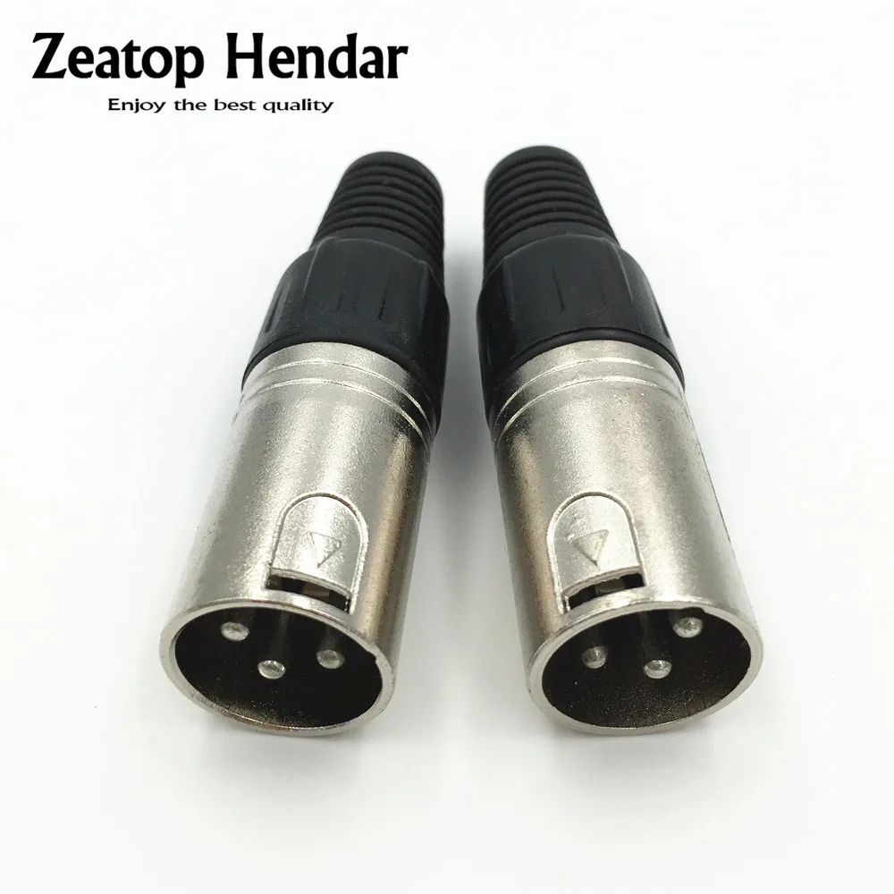 10Pcs XLR 3Pin Male Audio MIC Jack Plug Audio Microphone Cable Connector in Connectors from