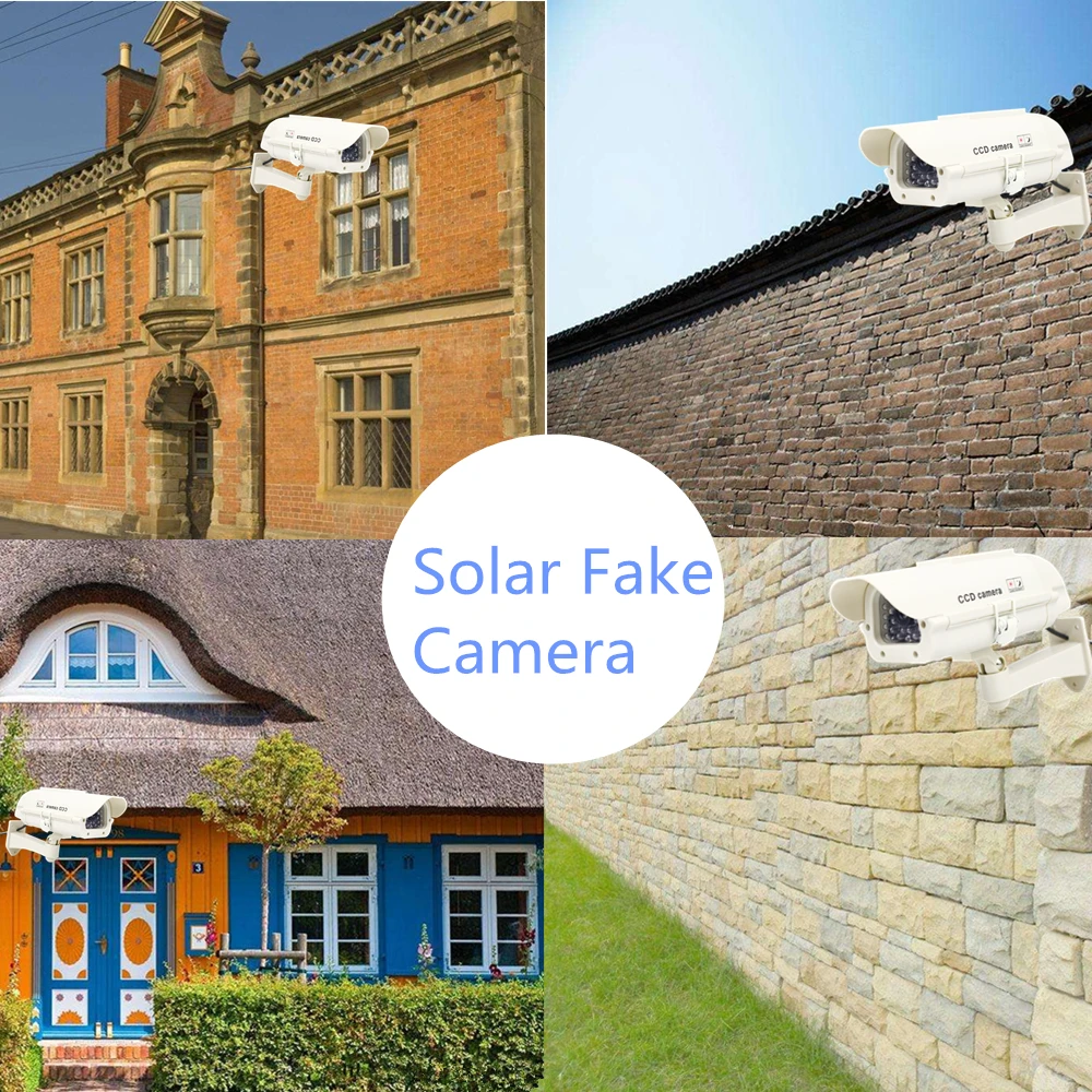 Solar Power Fake Dummy Camera Bullet Waterproof Outdoor Security Camera Indoor Simulated Surveillance CCTV Camera Wholesale
