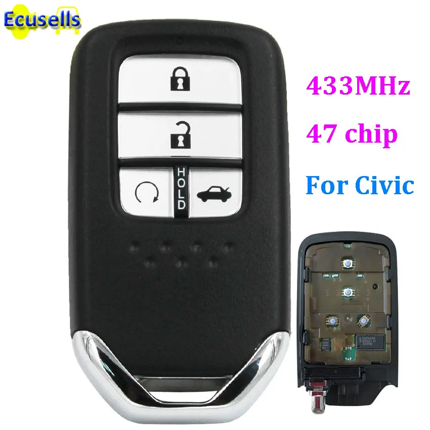 honda key civic fob remote entry keyless chip smart button 434mhz