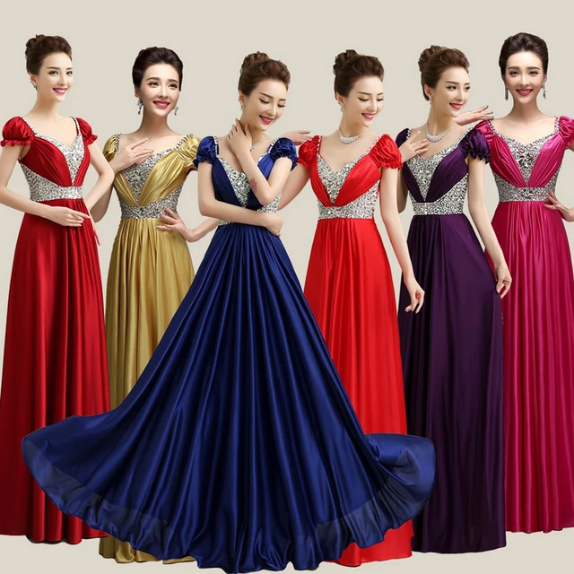Multi Color Plus Size Gold Dark Red Satin V Neck Brides Maids Multi Color Plus Size Gold Dark Red Satin V Neck Brides Maids Dress Bridesmaid Dresses Royal