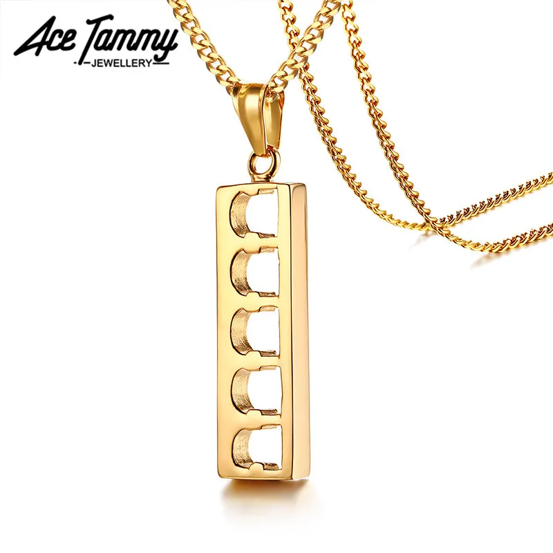 

Stainless Steel Roman Column Pattern Hollow Gold Color Polished Pendant for Women Men