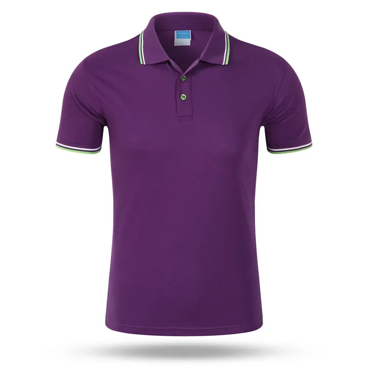 Однотонная рубашка поло с коротким рукавом для мужчин Узкий крой, на лето повседневные мужские s рубашки поло хлопковые брендовые черные, красные, белые, фиолетовые Мужские рубашки - Цвет: purple plo