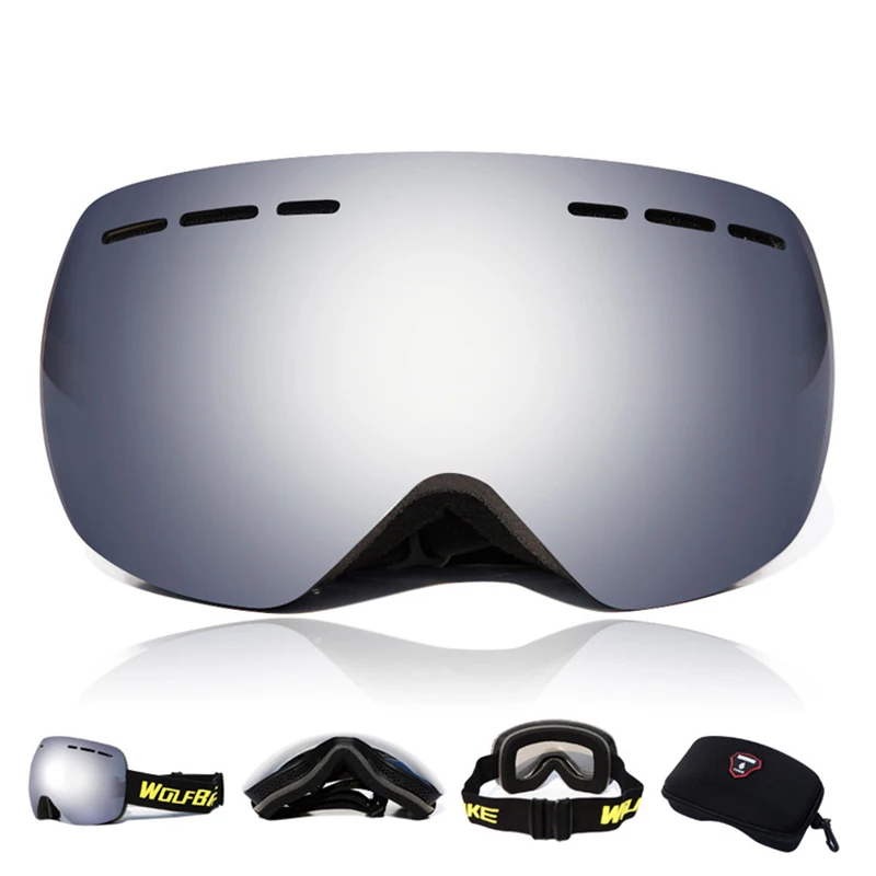 WOLFBIKE Outdoor Windproof Glasses Ski Goggles Snowboarding Skate Goggles Anti fog Snow Skiing Sun Glasses Eyewear
