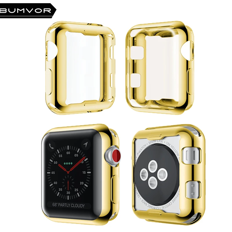 

BUMVOR Multicolor TPU Soft Case Cover Foe Apple Watch 38MM/42MM Cover Screen Protector Film Accessories For iWatch Series 5/4/3