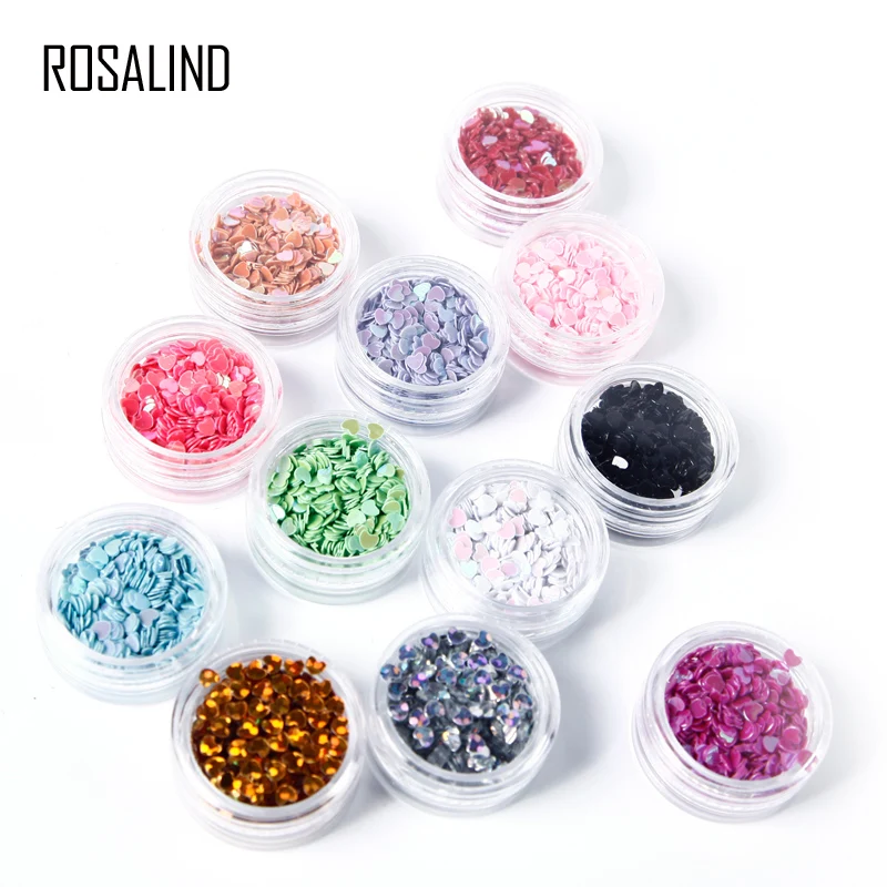 ROSALIND 3D Nail Art Красочные Стразы 12 цветов украшения для ногтей 3D маникюрные колеса для DIY ногтей красота