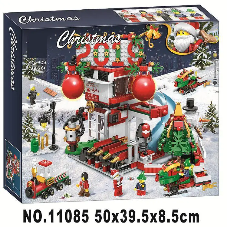 

11085 Christmas Advent Calendar Santa Claus Snowmobile Slide Park Figures Building Blocks Model Toys Compatible with legoings