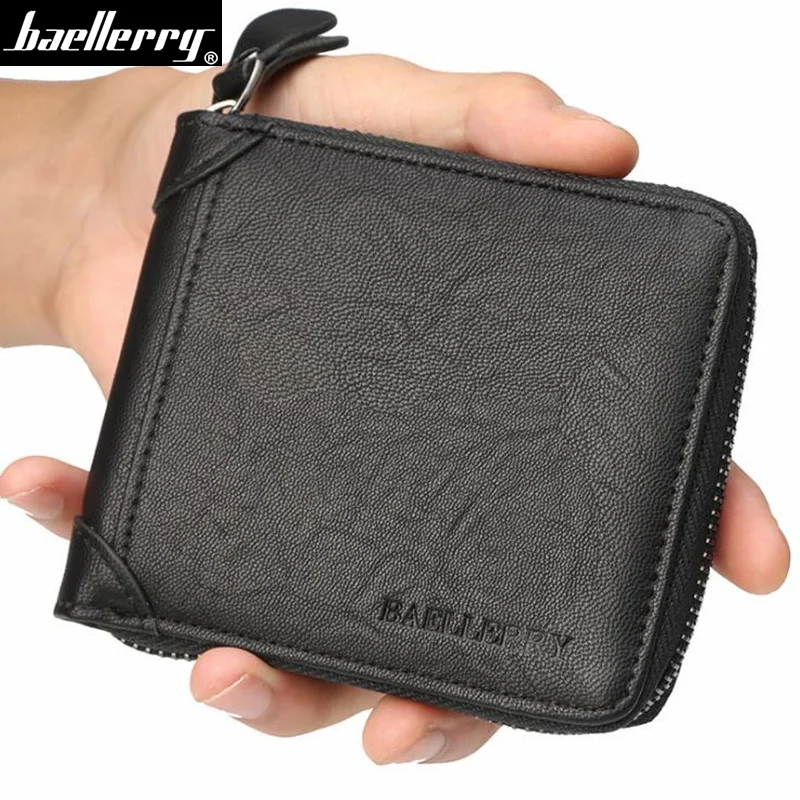 

Baellerry Short Men Wallets Quality Soft Leather Men's Wallet Male Clutch Purse Coin Purse Credit Card Holder Zipper Money Bag