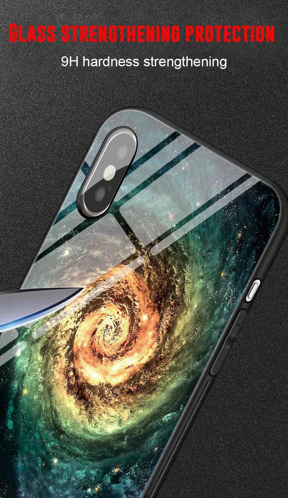 Luxury tempered glass case for iPhone XS Max silicone space patterned phone cover for iPhone XS XR X 8 7 6 6s plus fitted coque  (7)