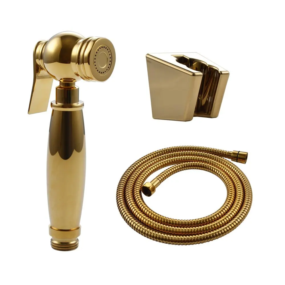 Gold Toilet Hand Held BRASS Bidet Shattaf Cloth Diaper Sprayer shower
