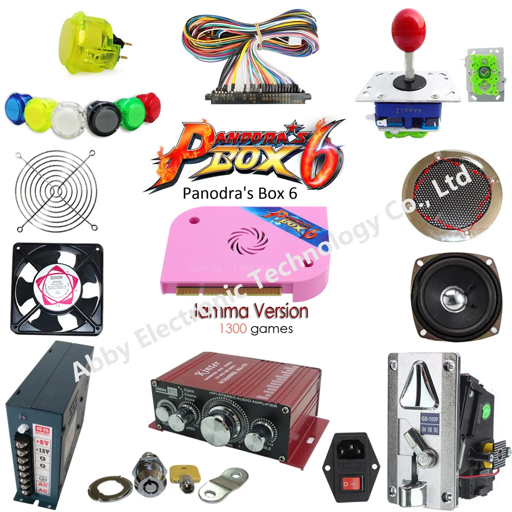

2 Player DIY Arcade Kit Pandora Box 6 1300 in 1 Home Game Board and American Happ Style Push Button joystick for Arcade