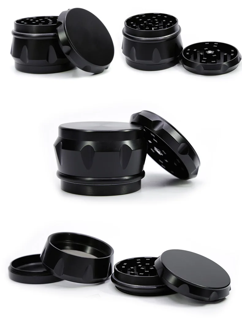 

Wholesale Super Good Quality 4 Levels Herb Grinder Zinc Alloy Diamond Shape Chamfer Side Concave 63mm Super Shredder