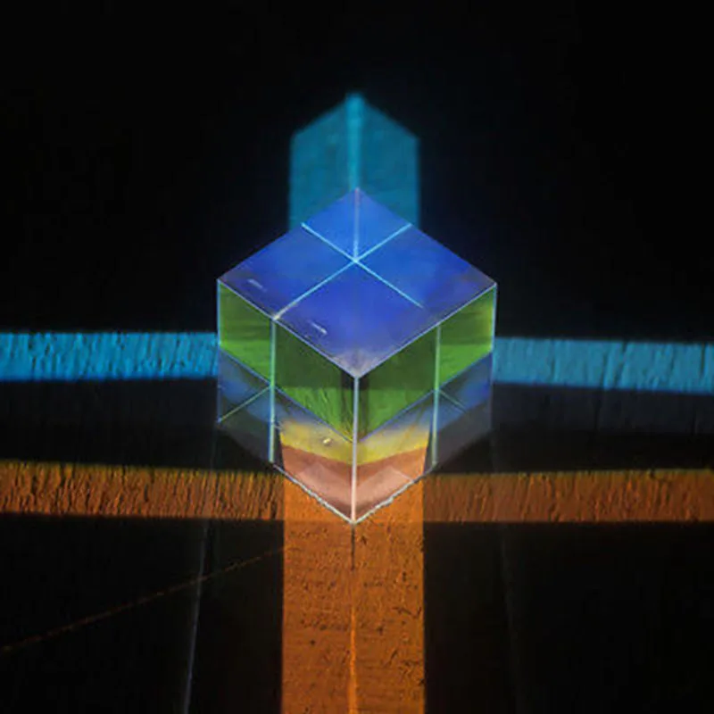 Optical Glass 20mm Combiner Cross Dichroic RGB Colorful X-Cube Prism Physics Teaching Tool