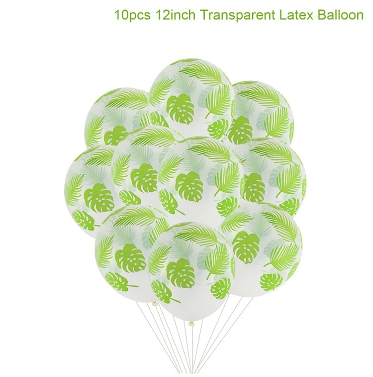 Transparent 10pcs Декорации в стиле Гавайской вечеринки Aloha Luau тропические вечерние поставки венок зеленый пальмовый лист лето свадьба Гавайи декор для вечеринки в честь Дня Рождения - Цвет: Transparent 10pcs