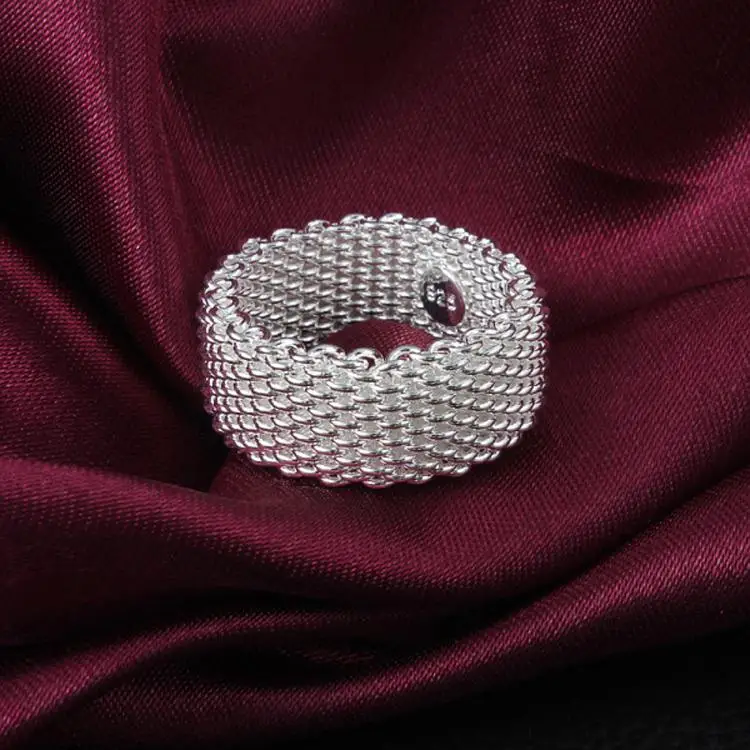 

Drop Shipping Wholesale Silver Plated Ring,Fashion Jewelry,Mesh Web Net Finger Ring 6 7 8 9 10 5 Size RING-0198