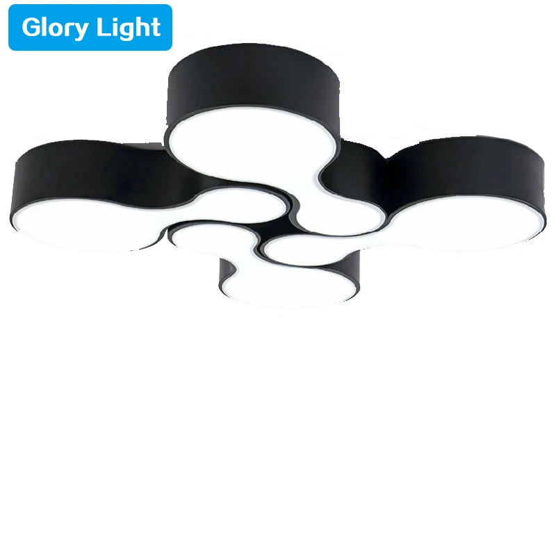 Glory Light Modern 12w Acrylic dining Room bowling Led Ceiling Lights Bedroom foyer black white ceiling lamp 90-260V Lighting