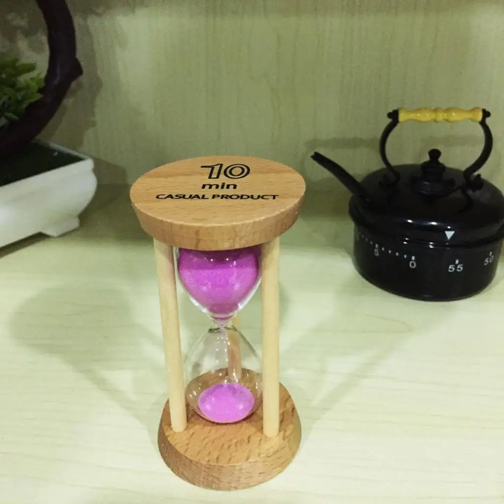 10 Minutes Wooden Frame Sand Timer with Pink Sand Hourglass Home Decor Great accessories for kitchen cooking, reading