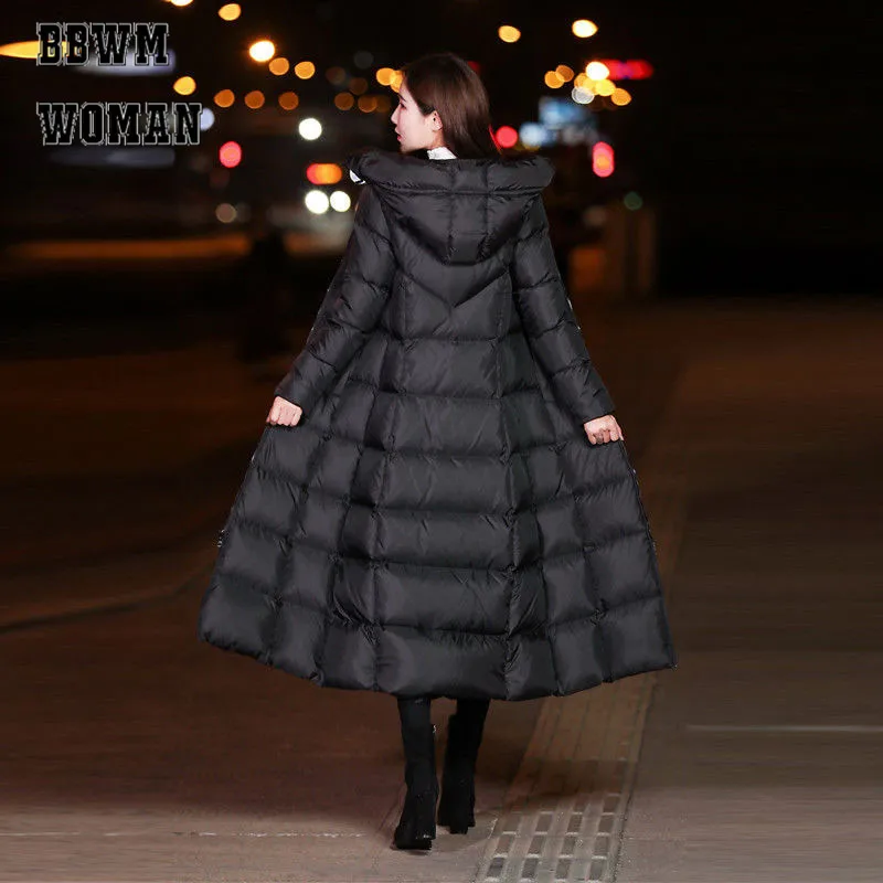 Black Winter Jacket Women Long Thick Warm Parka Coat Women Fashion Slim Hoodies Cotton Padded ZO854