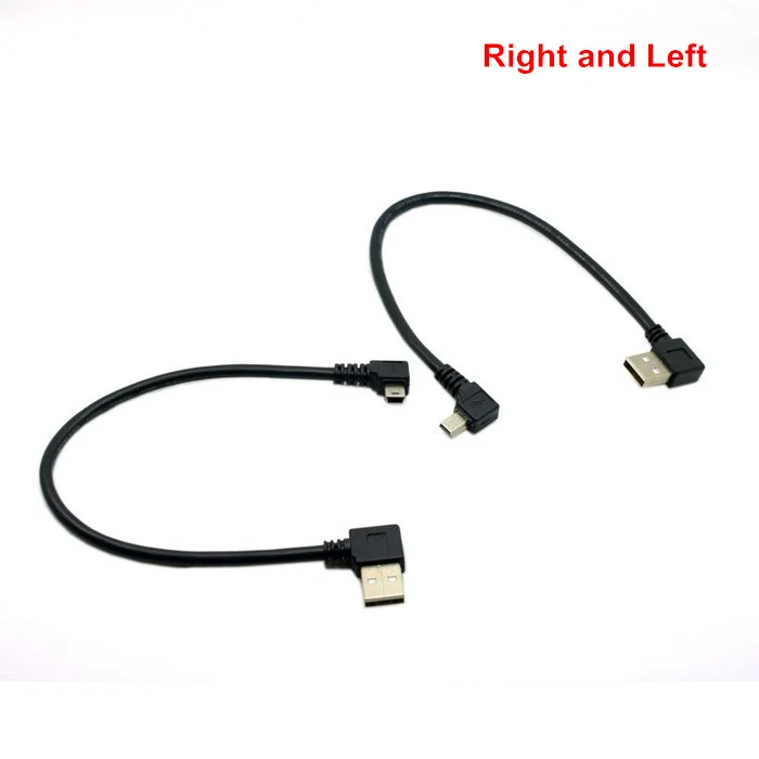 

Mini USB 5Pin 90 Degree Left & Right Angled Male to Left USB 2.0 Male Data Charge Charger Charging Cable 20cm 0.2m