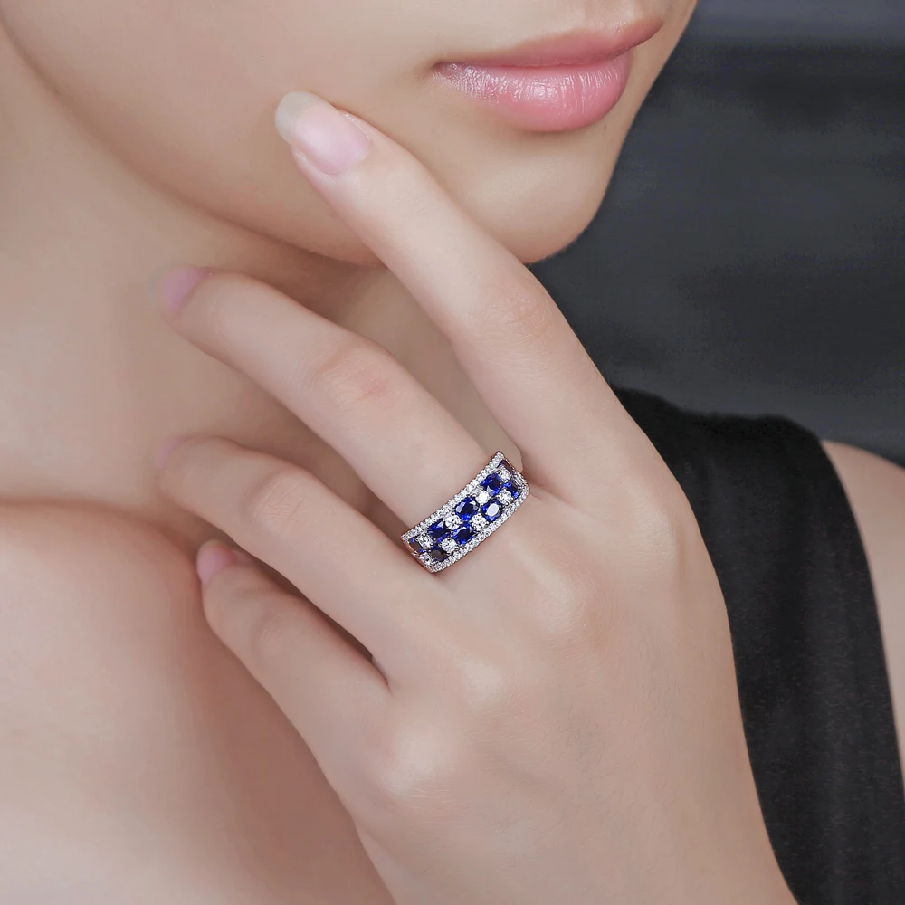 Caimao Jewelry 14k Gold 1.88ct Sapphire & 0.65ct Natural Diamond Engagement Band For Men
