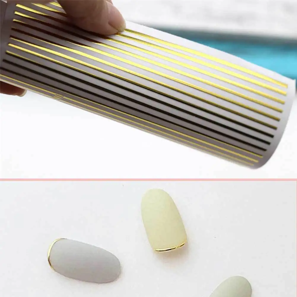 1 лист золотисто-серебристого цвета 3D наклейки для ногтей кривые полосы линии наклейки для ногтей s клейкая полосовая лента для маникюра наклейки для ногтей s