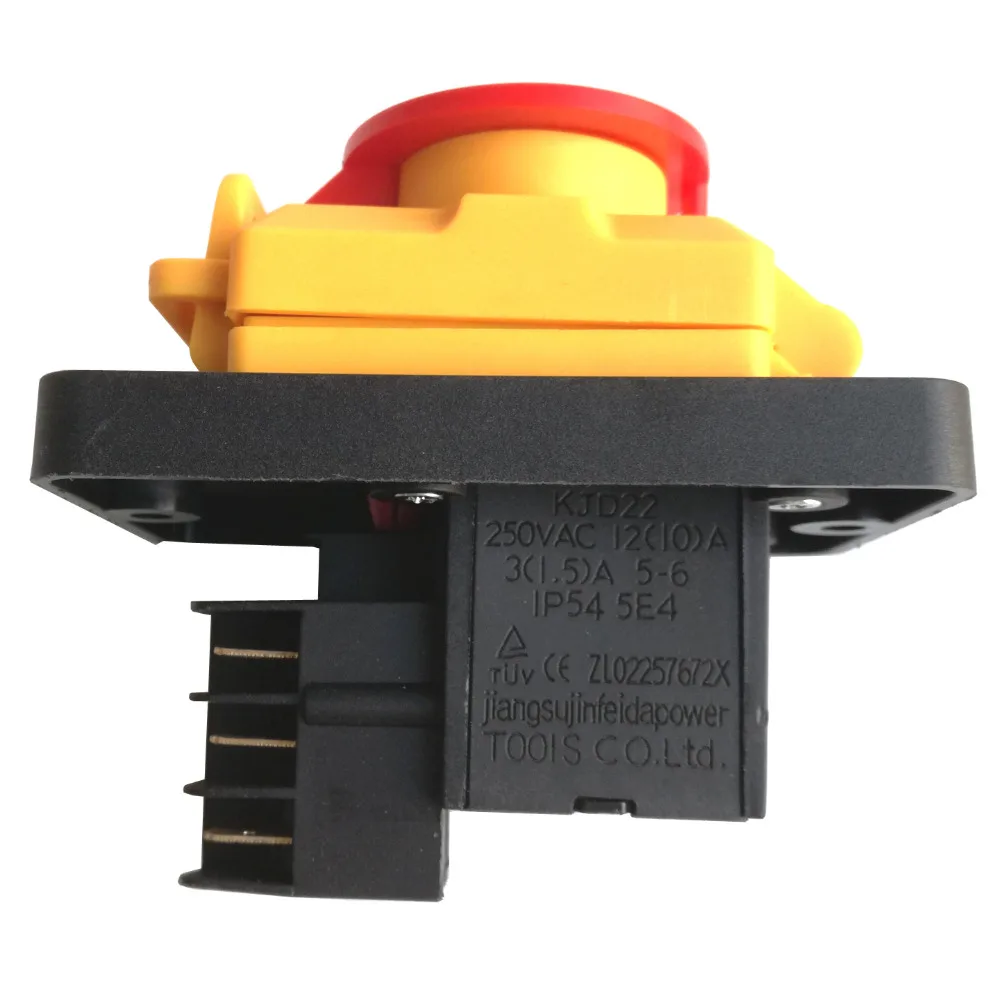 Interruptores de Energia Eletromagnética para a para a Máquina de Madeira à Prova d’ Água Industrial Kjd22 6 Pinos Ip54 250vac 12 10 um 5e4 On e off Botão Máquina de Madeira