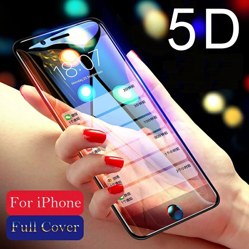 Koop 5D Gebogen Rand Volledige Cover Gehard Glas Voor iPhone 7 8 Plus X glas 9 H Beschermende voor iPhone 8 6 s 6 Plus Screen Protector film