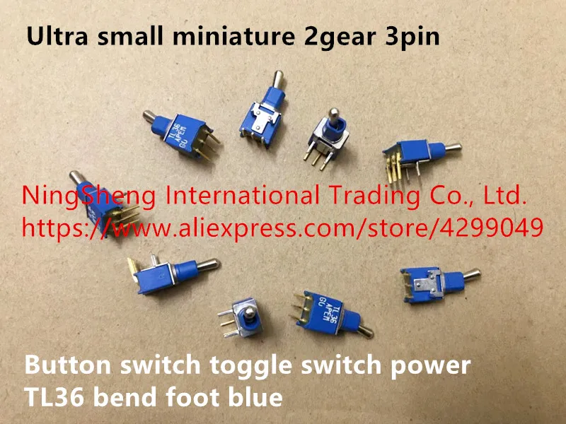 

Original new 100% France import ultra small miniature 2gear 3pin button switch toggle switch power TL36 bend foot blue