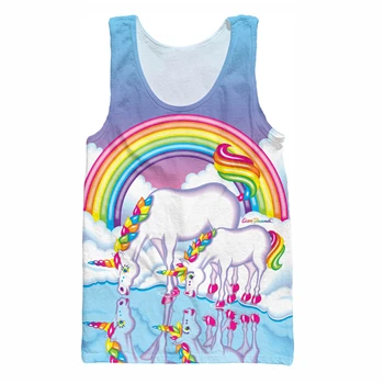 YX GIRL 2018 summer new style Cool vest Fashion Mens 3d Vest Cute animal Lisa Frank Print Unisex Casual Tank tops color as the picture